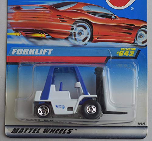 Hot Wheels 1:64 Scale DIE CAST, White/Blue Forklift #642 miniatura 2