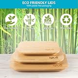 Igluu Meal Prep – Szklane pojemniki na żywność z bambusowymi pokrywkami (3 szt.) – Hermetyczne, Bez BPA – Do piekarnika, mikrofalówki, zamrażarki i zmywarki – 370 ml, 640 ml i 1050 ml