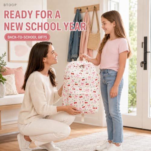 Image of BTOOP School Backpack for Teens Large Cute Bookbag Lightweight 15.6 inch Laptop Bag for Girls Women Casual High School College