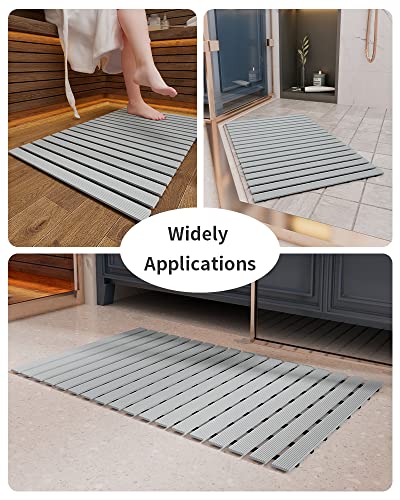 Padoor SND3-4365-GREY-NEW Shower-Mat Non Slip, Heavy Duty Bathtub-Mat Curlable Quick Drain Sturdy Bath Tub Mat Without Suction Cups For Indoor Outdoor Use 17X26 Inch Grey thumb #5