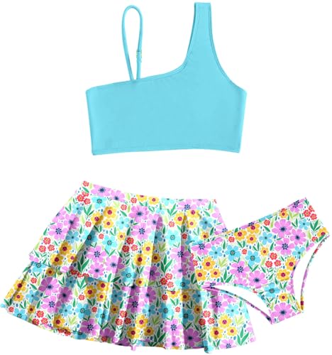 Image of RAISEVERN Girls Swimsuit 3 Piece Bathing Suits Cute Swimwear for 5-12 Years