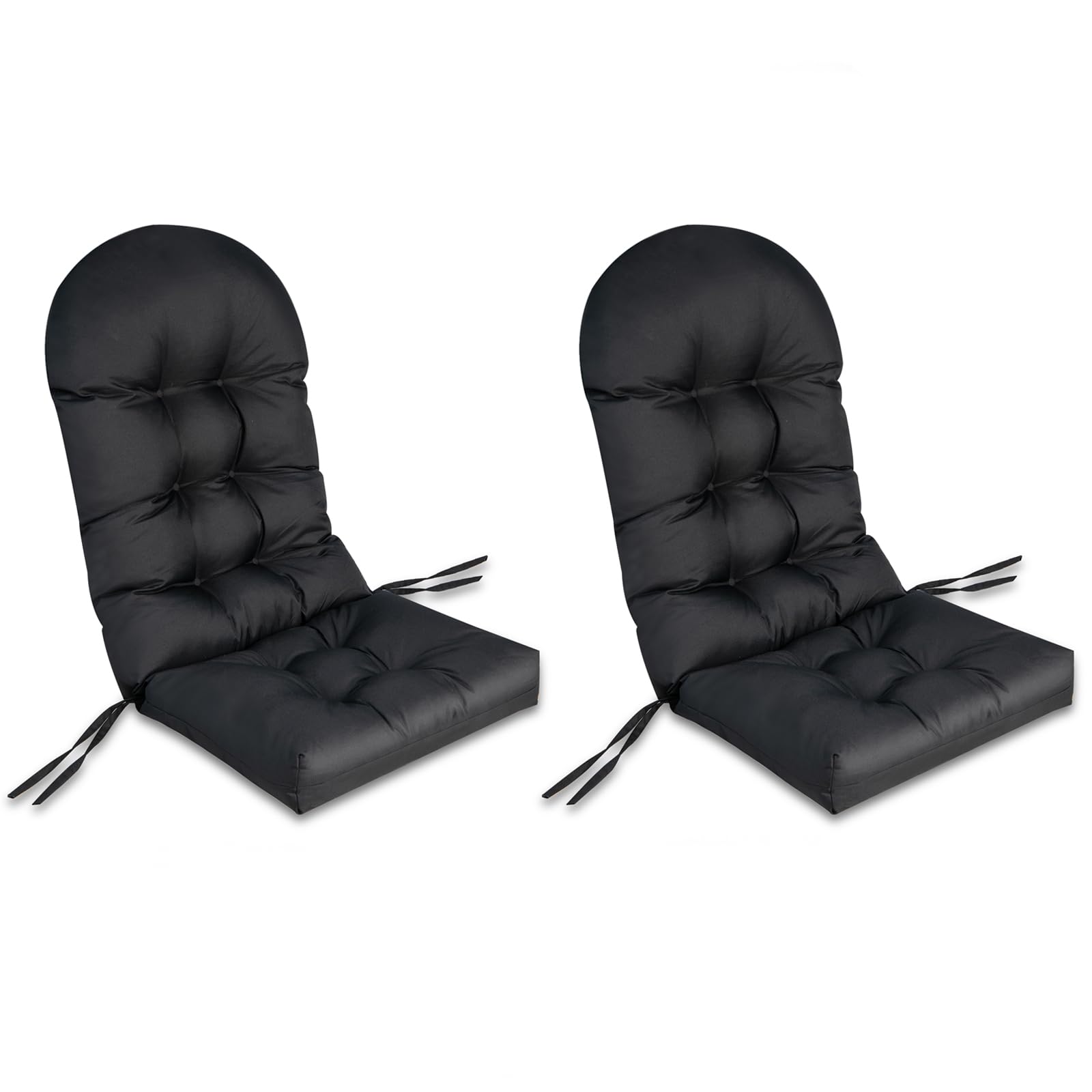 Byroce Adirondack Chair Cushions Set of 2, Rocking Chair Cushion High Back with Ties, Thick Tufted Patio Chair Seat Pad for Indoor and Outdoor, Weather Resistant, 49 x 23 x 5 Inch (Black, 2)