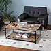 Bonzy Home Industrial Coffee Table with Storage Shelf for Living Room, Vintage Wood Look Accent Furniture with Metal Frame Cocktail Table, Easy Assembly