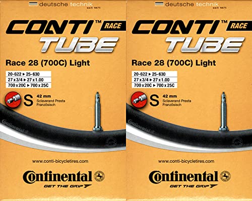 2X Continental Race 28 Light (700C) Schlauch 28 Zoll SV (18/25-622/630) SV 42mm