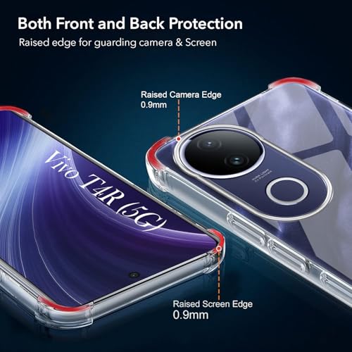 Image of Jkobi Shockproof Crystal-Clear Back Cover for Vivo T4R (Anti Yellow Case | Drop & Camera Protection | Hard Polycarbonate)