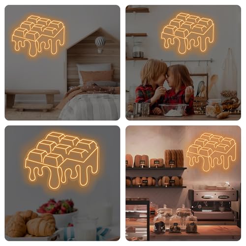Image of Dripping Chocolate Led Sign, Melting Chocolate Bar Neon Sign For Anniversary Decor,Valentine, Food Neon Lights For Sweet Shop Coffee,Kitchen Restaurant,Kids Baby Bedroom,Game Room