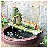 Fuente de Agua de bambú for jardín, Cascada Decorativa, decoración acuática Japonesa for Interiores y Exteriores.(30cm)