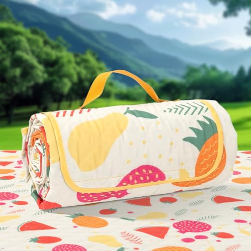 Image of TaTalife Picnic Blankets, Beach Cushion Waterproof Sandproof, Machine Washable Baby Blanket, Extra Large Outdoor Portable Picnic Mat for Grass, Park, Beach Camping
