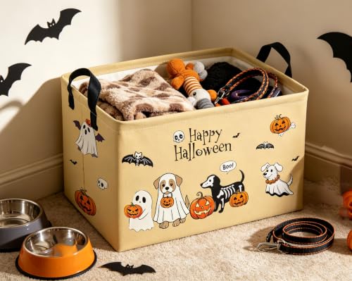 Image of RectangleHalloween Baskets Dog Basket Cute Storage Bin for Room Decor Gift Basket(Dog Halloween)
