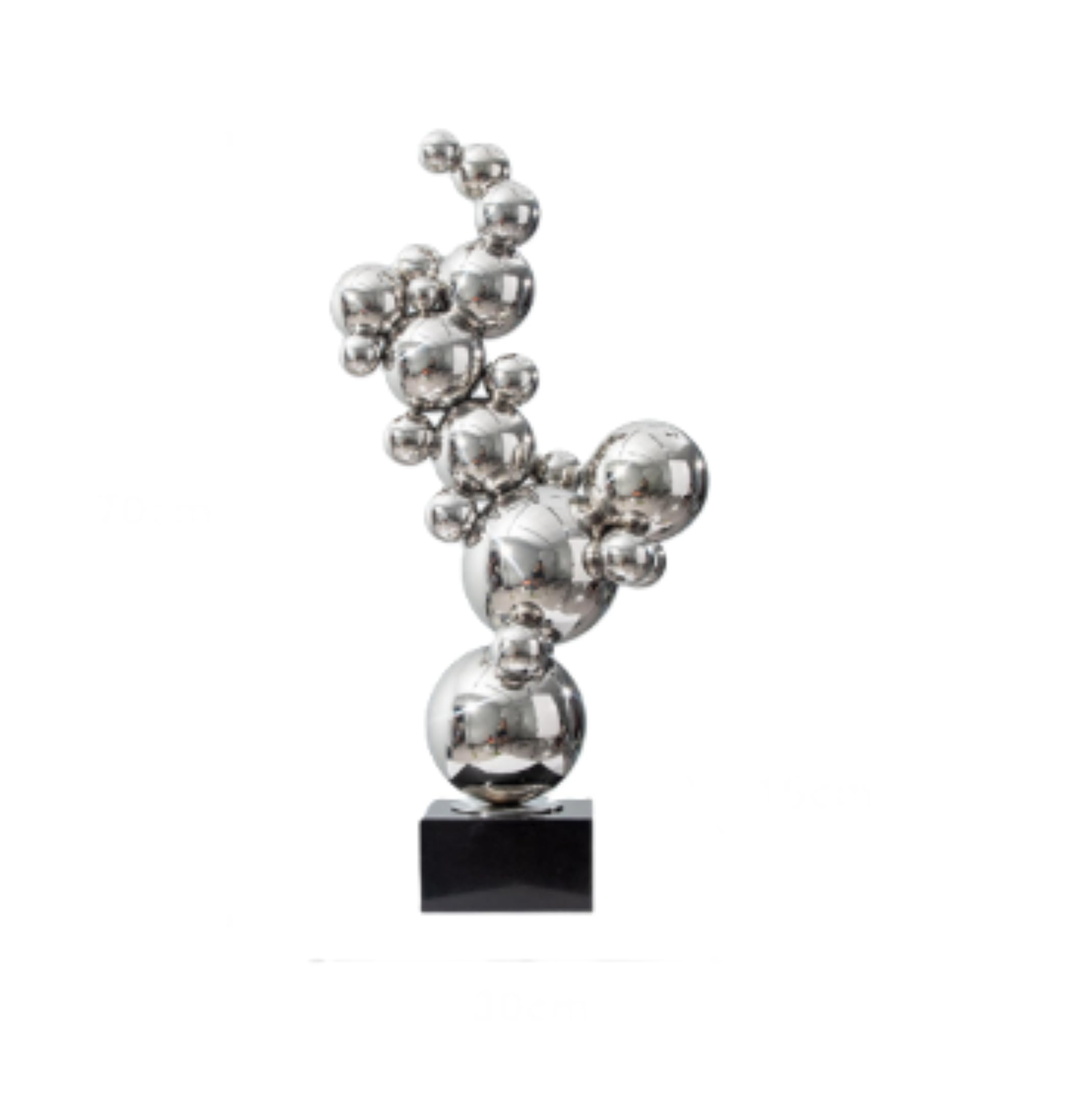Aottsd Black Abstract Sphere Sculpture Stainless Steel Base Gallery Living Room Decor 70Cm