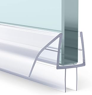 AmazerBath 3 PCS Shower Door Bottom Seal for 3/8 Inch Glass - (15.75 Inches x 3), 3 Section Segmented Shower Installation Kit Frameless Glass Door Seal Strip