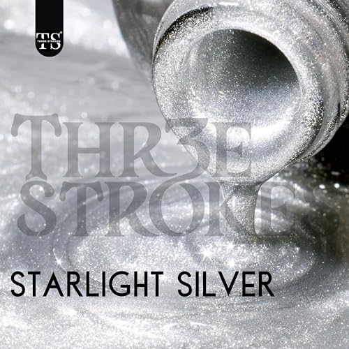 Image of THR3E STROKES Cat Eye Gel Nail Polish 15Ml Gel Polish Soak Off U V Led Nail Lamp 1 Color Silver Shimmer Velvet Finish Gel Nail Polish Nail Art Manicure Salon Diy Home (Starlight Silver)