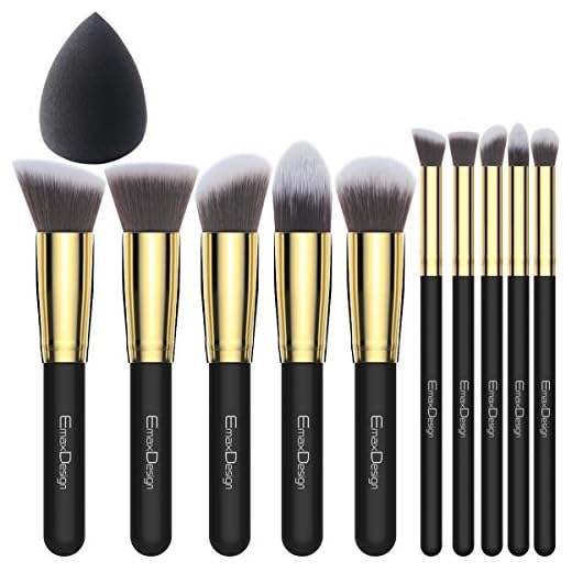 EmaxDesign - Juego de brochas de maquillaje kabuki de fibra sintética para las cejas, base de maquillaje, polvos, crema, incluye bolsa, incluye una esponja de maquillaje