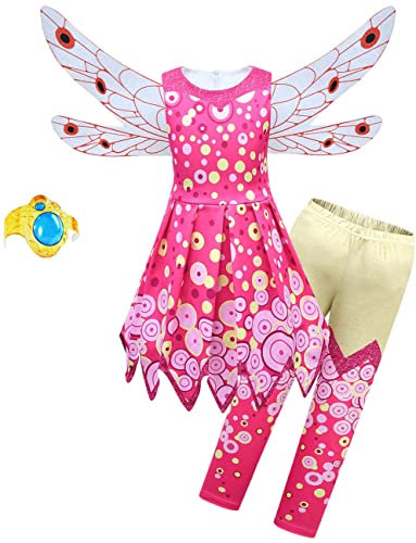 Deleventh Mia and Me Yuko Kostüm Mädchen Cosplay Halloween Karneval Party Ballerina-Kleid mit Flügel und Hose Verkleidung Costume Kinder Cover