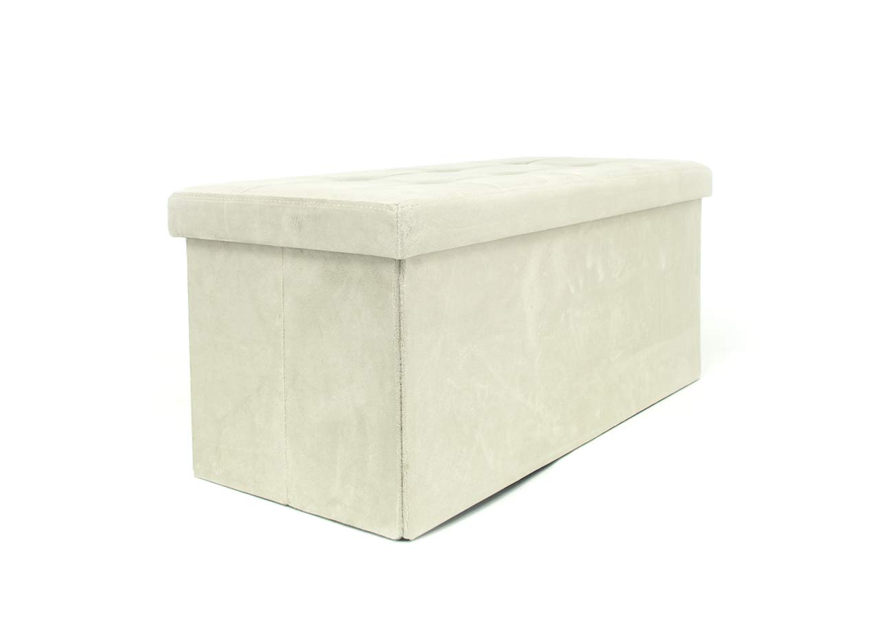 Pouf de rangement en velours rembourré double au style raffiné