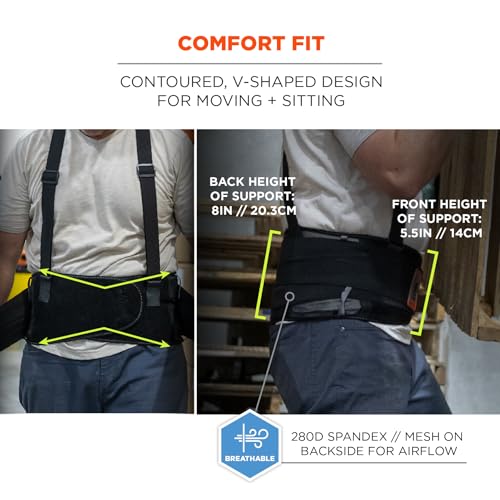 Image of Ergodyne ProFlex 1100SF Back Support Brace, 8 inch Spandex Belt, Patented Stays Provide Added Support, 4XL