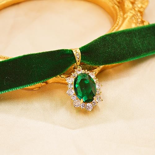 MOMOCAT 14K Gold Plated Sapphire Imitation Velvet Choker Necklace for Women Thick Chokers Birthstone Chocker Vintage Pendant Necklaces Chockers for Women Teen Girls Princess Costume Jewelry Aesthetic4