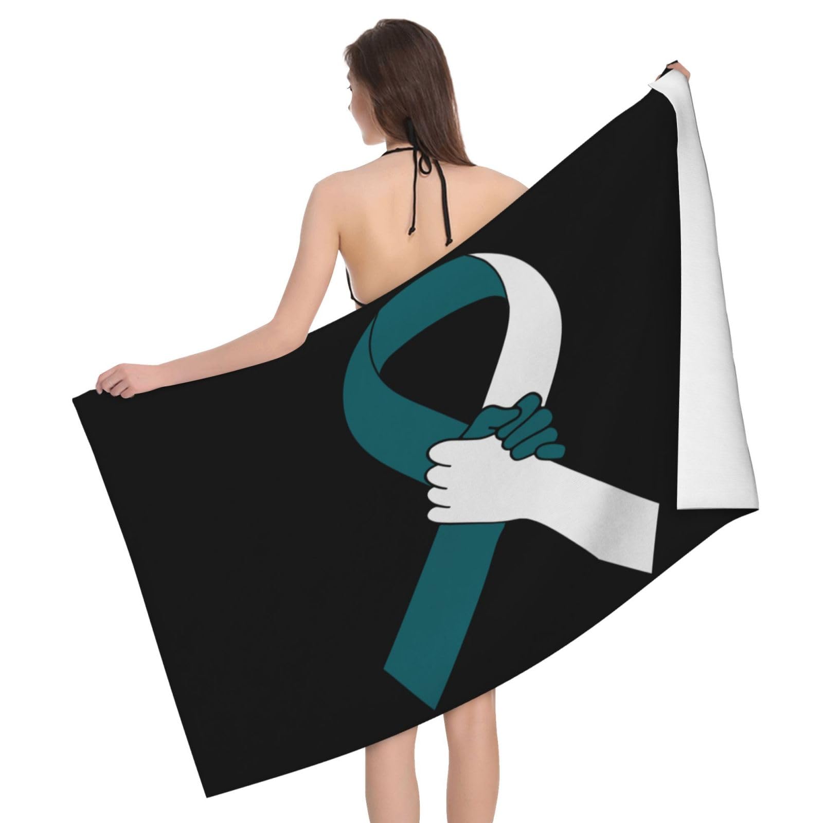 HLBSDM Microfiber Cervical Cancer Awareness Beach Towel Quick Dry Soft Sand Free Beach Towels for Pool Swim Beach Lightweight Thin Towels