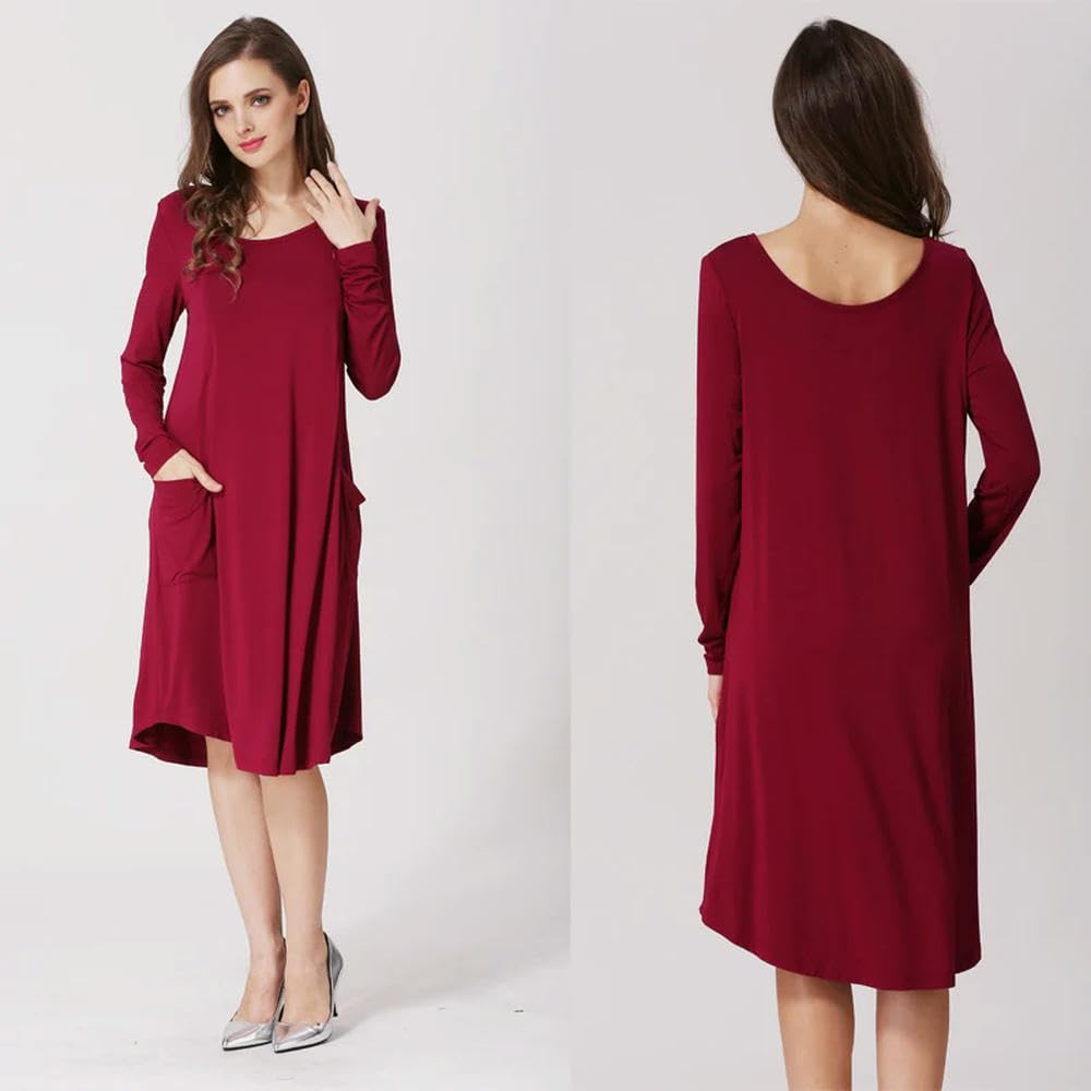 GLDFW Stillkleid, lange Ärmel, Stillen, Postpartum, lockere Schwangerschaftskleider