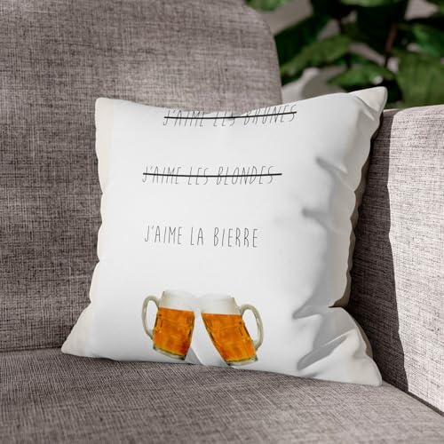 Coussin velours blanc 40x40 confortable humour pour canapé