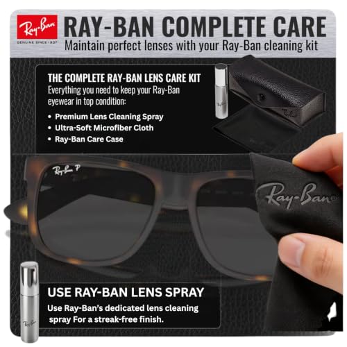 Image of Ray-Ban RB4165 JUSTIN CLASSIC Square Shaped Sunglasses for Men with Official RAYBAN Eyewear Kit