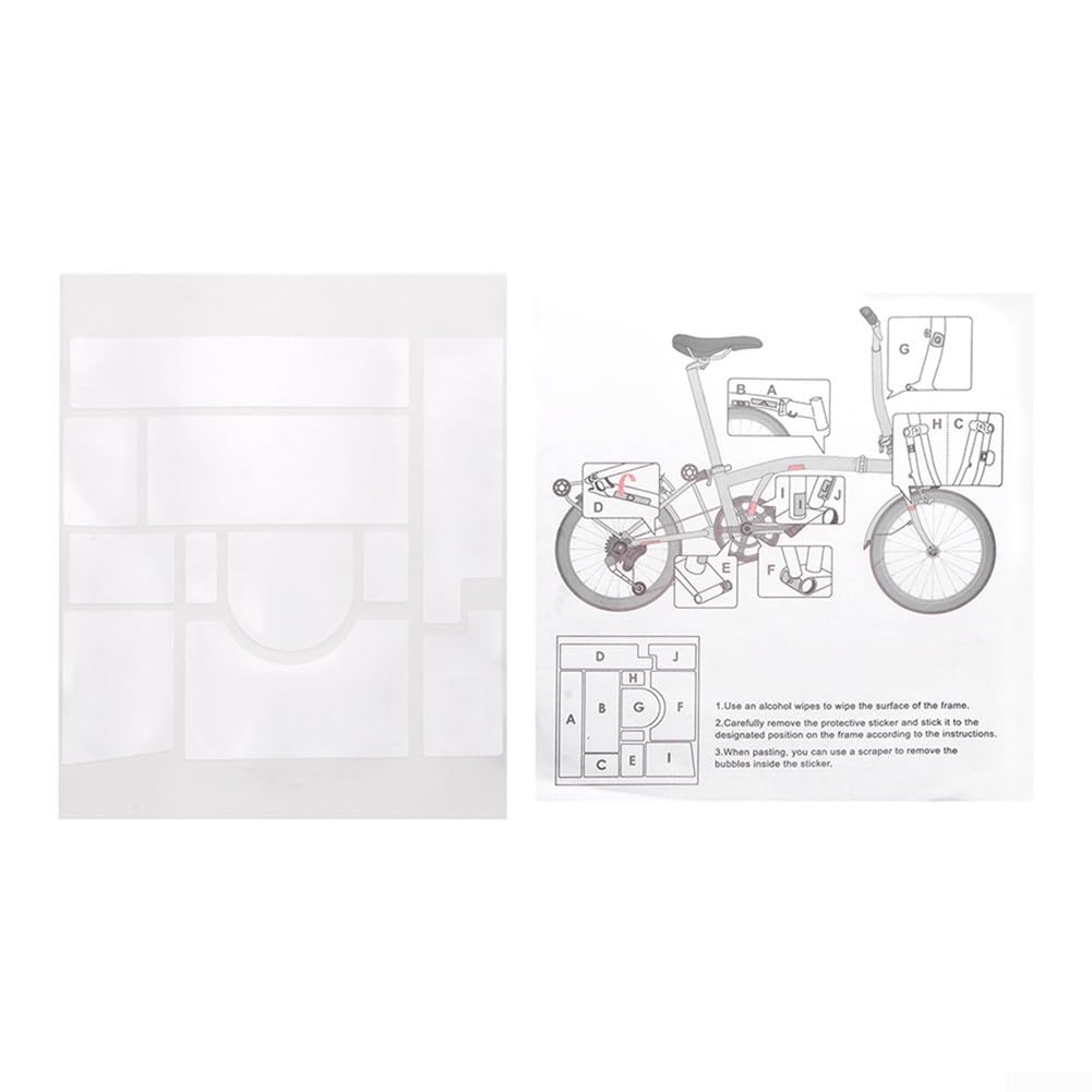 Besttoolifes Bike Frame Protective Sticker, For Brompton Folding Bike, Transparent PVC Protection Tape To Prevent Paint Damage, From Chains And Cables, 10-Piece Kit