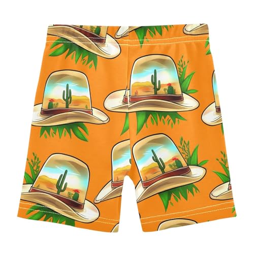 Cowboy Hat Leaves Orange Girls Bike Shorts Toddler Dance Athletic Shorts Under Dress Clothes for Dresses,4T2