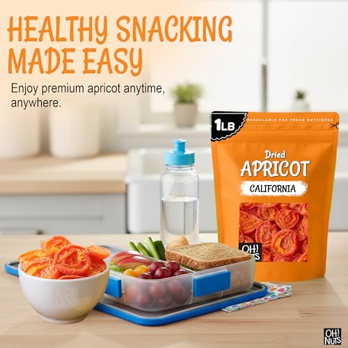 Image of Oh! Nuts Dried Apricots California - 1 lb - No Sugar Added - Packed in New York Zip-Seal Bag to Preserve Natural Freshness and Quality (Pack of 4)