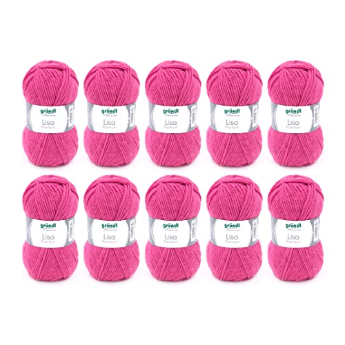 Gründl Lisa Premium Bolsa de 10 Ovillos, Acrílico, Rosa, 34 x 30 x 8.5 cm, 1330