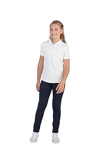 French Toast Girls' Short Sleeve Picot Collar Polo School Uniform Shirt (Standard and Plus)