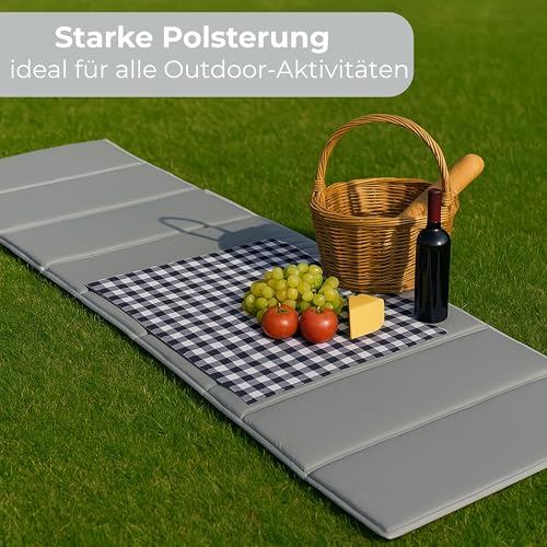 4in1 Strandmatte von StarK® - Faltbare Camping Isomatte 190cm x 60cm - Wasserhängematte für Pool und Strand – Gepolsterte Auflage für Gartenliege - Bequeme Sonnenliegen Auflage (Hell-Grau)