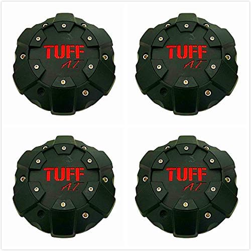Black Red TUFF at All Terrain Wheel Rim Center HUB Cap #C611S901 C706901 New (4)