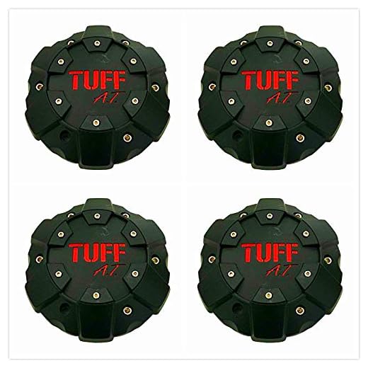 Sparkoo Black Red TUFF at All Terrain Wheel Rim Center HUB Cap #C611S901 C706901 New (4)
