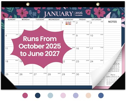Twilight Petals 2026-2027 Desk & Wall Calendar 17" x 12