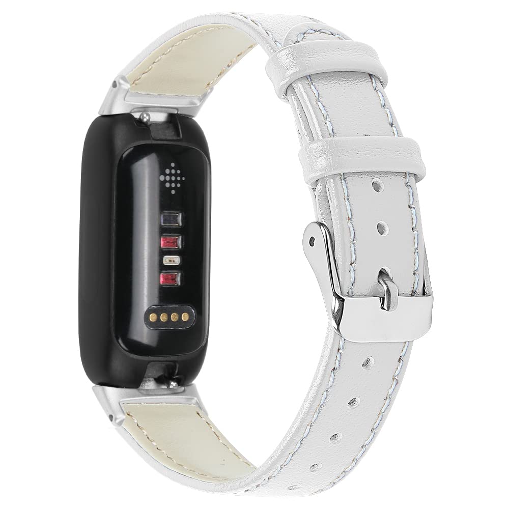 AISPORTS Compatible with Fitbit Inspire 3 Strap Leather for Women Men, Soft Breathable Sport Wristband Metal Classic Buckle Clasp Bracelet Replacement Strap for Fitbit Inspire 3 Activity Tracker