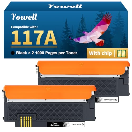 Yowell 117A Toner Schwarz Kompatibel für HP 117A für Toner HP Color Laser MFP 179fwg für Color Laser MFP 178nwg 179fnw 178nw 150nw 150w 178 179 W2070A W2071A W2072A W2073A - 2 Schwarz