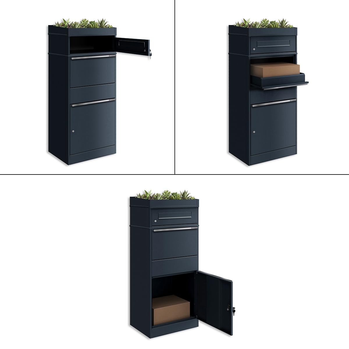 Metzler boîte à Colis avec Toit végétal – Grand modèle extérieur RAL 7016 Anthracite, Inoxydable et Robuste – réception sans Contact – Modèle Bispo