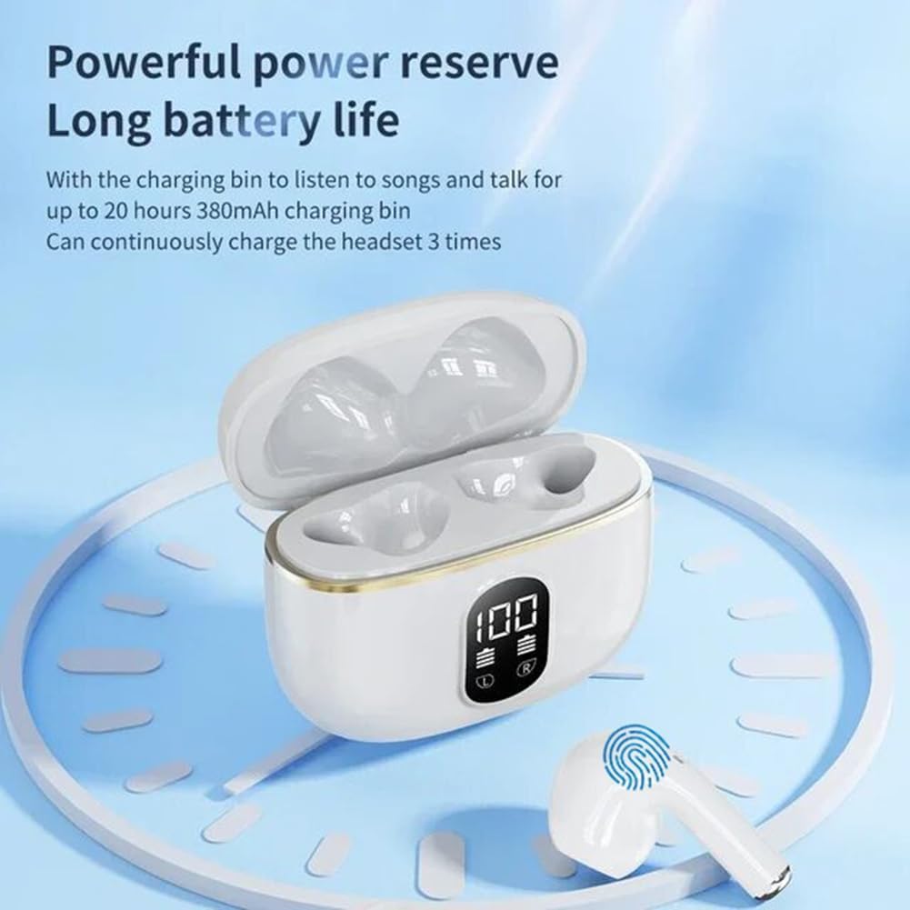 Auricolari Bluetooth senza fili, cuffie Bluetooth 5.3 con 4 ENC Riduzione del Rumore Mic Schermo LED HiFi Audio Stereo 42H Durata Lettura IP6 Impermeabile Sport Auricolare Controllo Touch