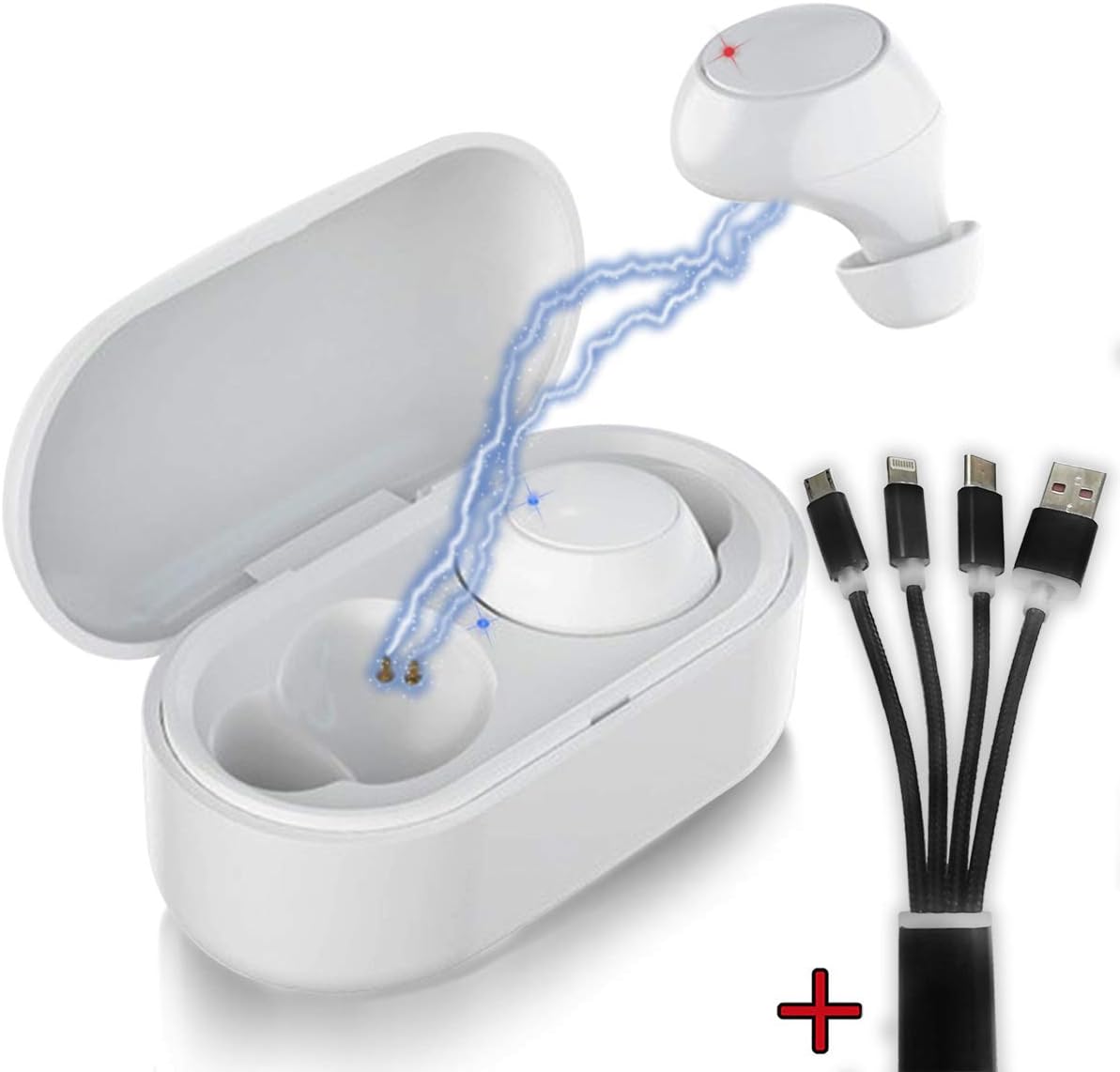 Nakosite HOT2433 Wireless Earbuds Bluetooth Headphones super Noise Cancelling Earphones Ear Plugs in ear Headset with mic for Sleeping Running plus phone charger cable