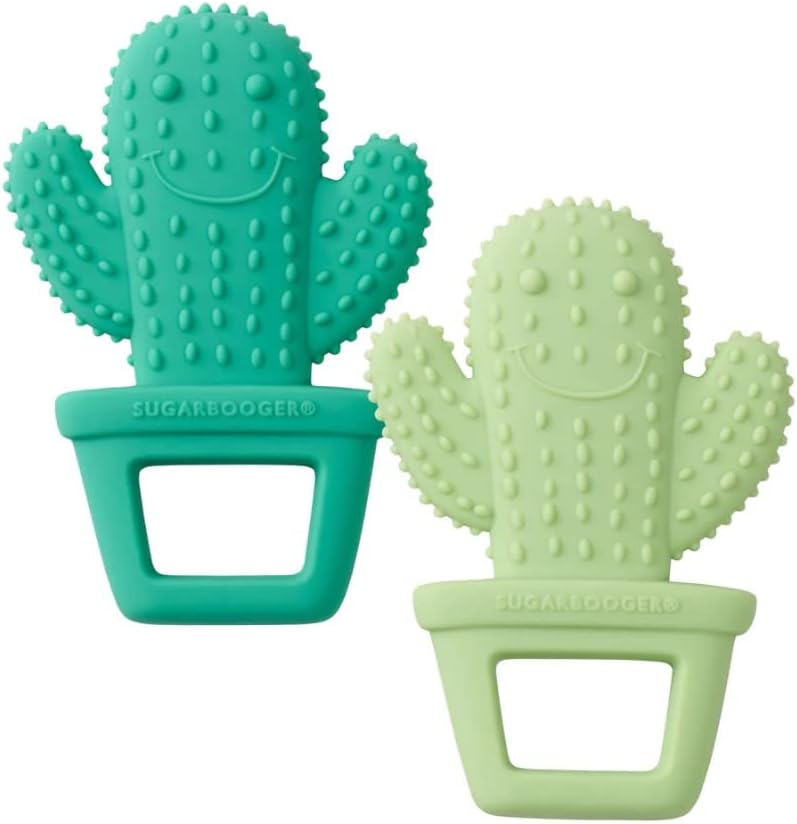 Sugarbooger Silicone Teether Set-of-Two, Happy Cactus