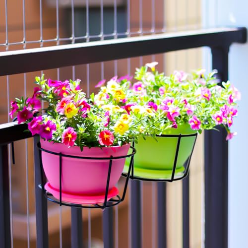 Support pots de fleurs suspendre rond interieur exterieur fer - 8
