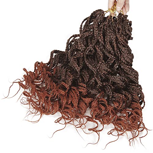 Goddess Curly Box Braids Crochet Braids Hair 3S Wavy Box Braided Hair Extension Synthetic Kanekalon Fiber Braiding Hair (1B/350, 18Inch) #TOP6