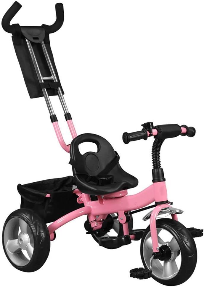 Tricycle Trike Kids Outdoor Tricycle 1-6 Years Old Girls Boys 4 in 1 Push Handle Tricycle with Kids' Sunshade Trike (Color : White) (Pink)