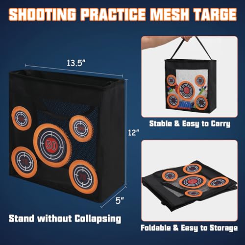 shooting practice target toy storage mesh bag compatible with nerf darts portable amp foldable dart zone for kids boys girls 6