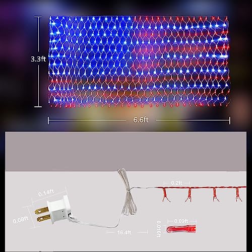 Puhong American Flag Net Lights,420 Led Usa Flag String Lights,Outdoor Waterproof Patriotic Ornaments For Independence Day National Day July 4Th Memorial Day Christmas New Year Party Yard Decor #TOP1