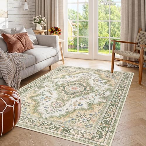 Tapete verde 4'x6.5' lavable para interiores miniatura 4
