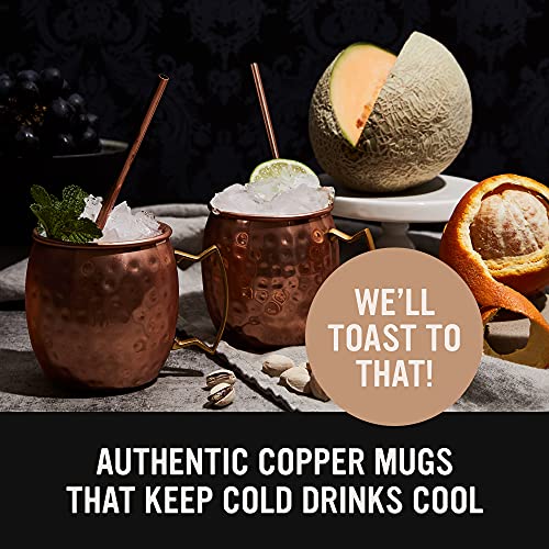 Moscow Mule Copper Mugs - Set Of 4-100% Pure Solid Copper Mugs - 16 Oz Premium Gift Set With 4 Cocktail Copper Straws, Shot Glass And Recipe Booklet #TOP4