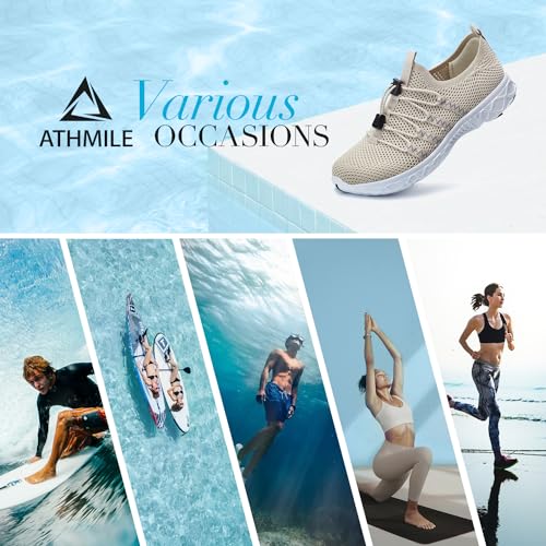 Image of ATHMILE Water Shoes for Men Women Barefoot Hiking Swim River Beach Knit | Adult Lake Pool Aqua Socks Quick Dry for Hiking Surfing Kayaking Sport Accessories Camping Must Haves