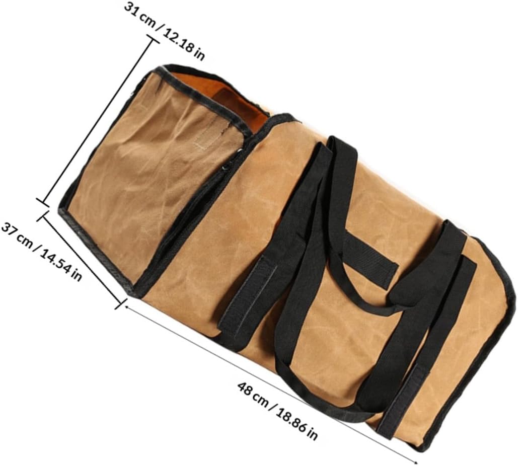 DOITOOL Firewood Tote Bag Large Capacity Canvas Log Carrier Portable Firewood Carrying Pouch with Handles for Camping and Fireplace Use