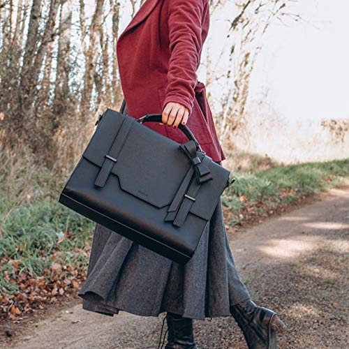 Image of ECOSUSI Laptop Messenger Bag Briefcase for Women Satchel Handbags 15.6 inch Laptop Bag Crossbody Purse with Padded Compartment for Office Travel College, Black